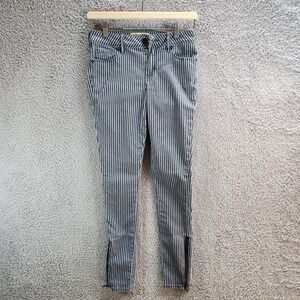 Bullhead Denim Co Ankle Jeans‎ Women's 3 Black Blue Striped Cotton Skinny Leg